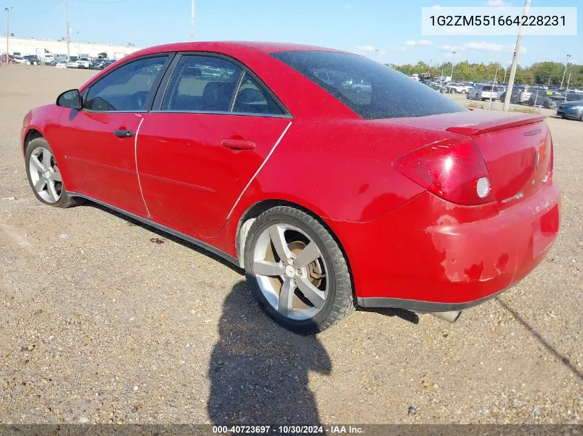 2006 Pontiac G6 Gtp VIN: 1G2ZM551664228231 Lot: 40723697