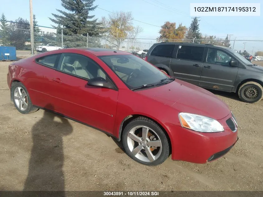 2007 Pontiac G6 Gtp VIN: 1G2ZM187174195312 Lot: 30043891