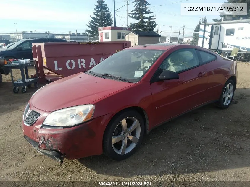 2007 Pontiac G6 Gtp VIN: 1G2ZM187174195312 Lot: 30043891