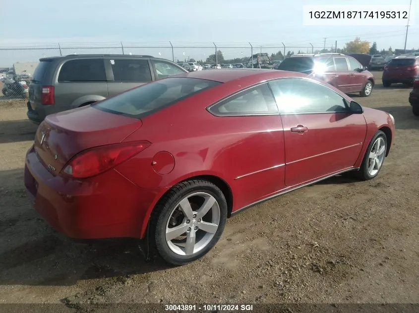 2007 Pontiac G6 Gtp VIN: 1G2ZM187174195312 Lot: 30043891