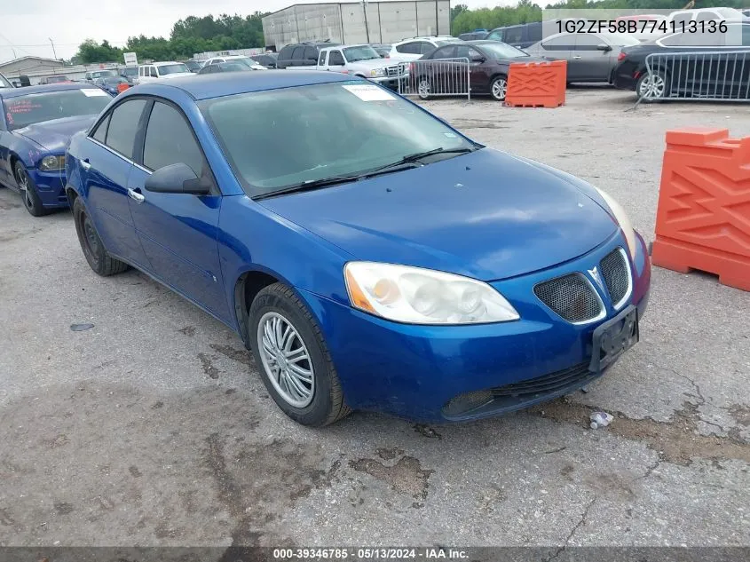 2007 Pontiac G6 Value Leader VIN: 1G2ZF58B774113136 Lot: 39346785