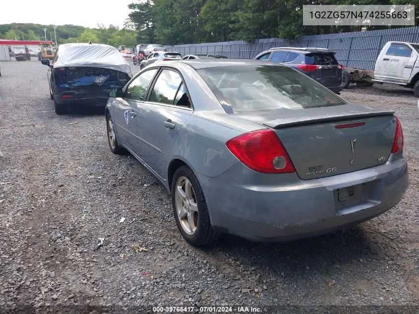 2007 Pontiac G6 VIN: 1G2ZG57N474255663 Lot: 39765417