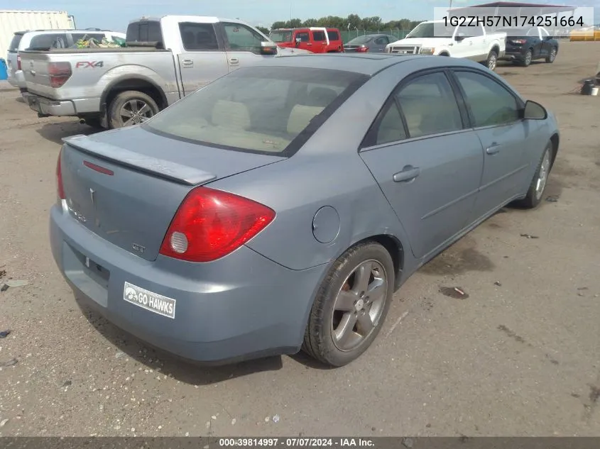 2007 Pontiac G6 Gt VIN: 1G2ZH57N174251664 Lot: 39814997