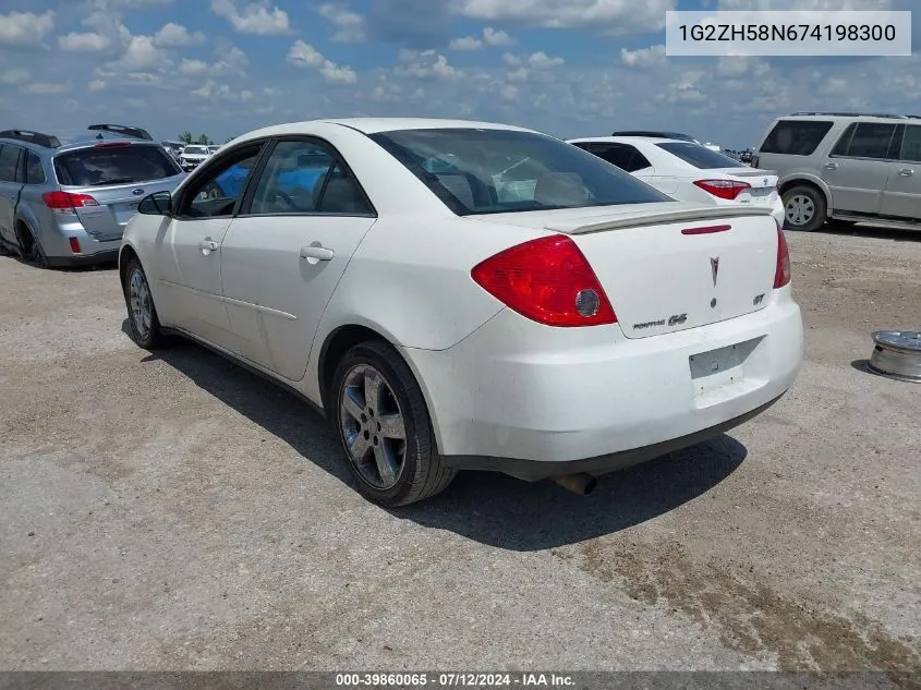 2007 Pontiac G6 Gt VIN: 1G2ZH58N674198300 Lot: 39860065