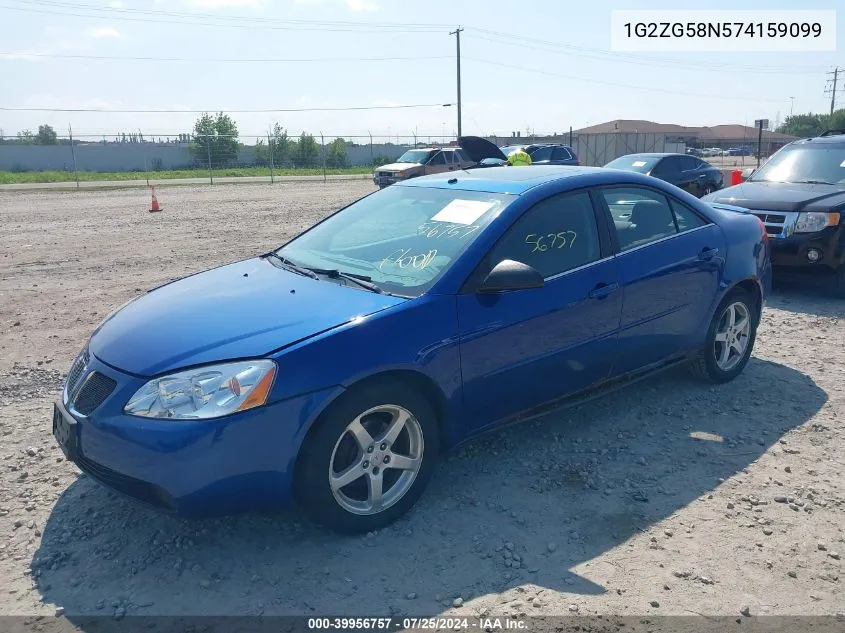 2007 Pontiac G6 VIN: 1G2ZG58N574159099 Lot: 39956757