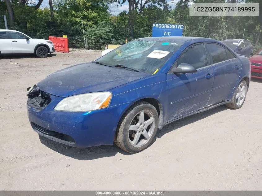 2007 Pontiac G6 VIN: 1G2ZG58N774189995 Lot: 40083406