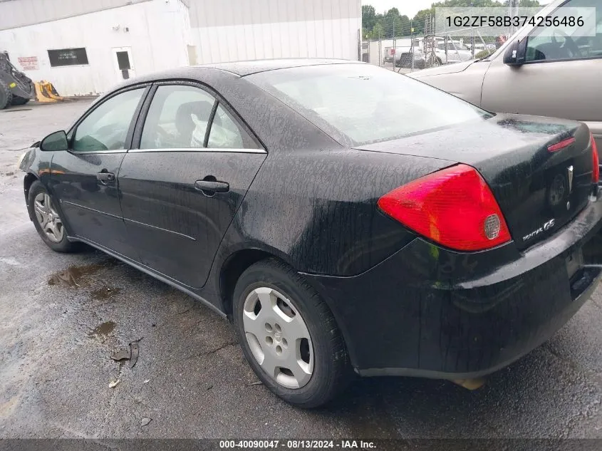 2007 Pontiac G6 Value Leader VIN: 1G2ZF58B374256486 Lot: 40090047