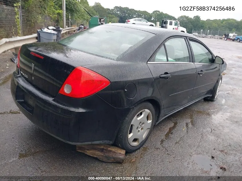 2007 Pontiac G6 Value Leader VIN: 1G2ZF58B374256486 Lot: 40090047