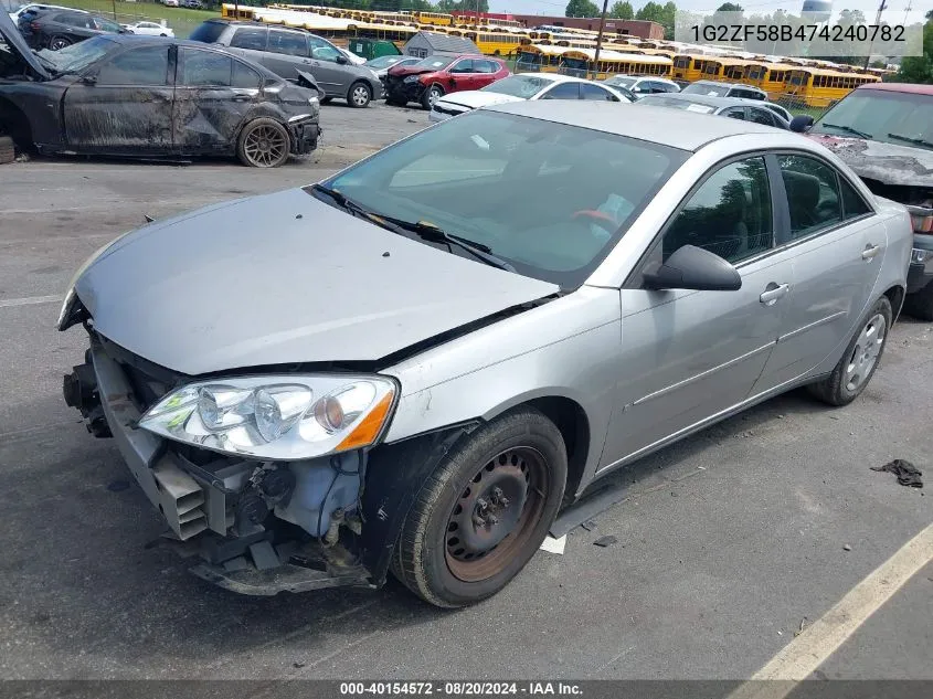 1G2ZF58B474240782 2007 Pontiac G6 Value Leader/Base