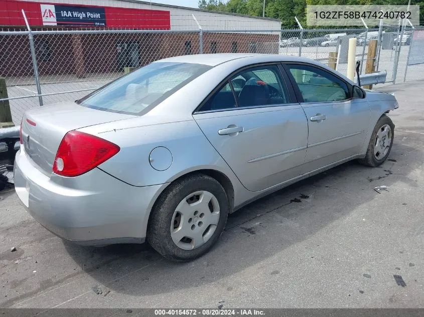 1G2ZF58B474240782 2007 Pontiac G6 Value Leader/Base