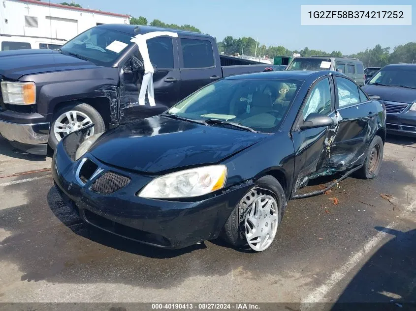 1G2ZF58B374217252 2007 Pontiac G6 Value Leader