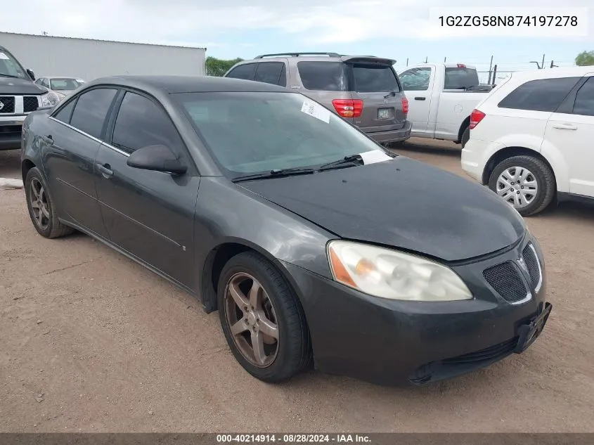 1G2ZG58N874197278 2007 Pontiac G6