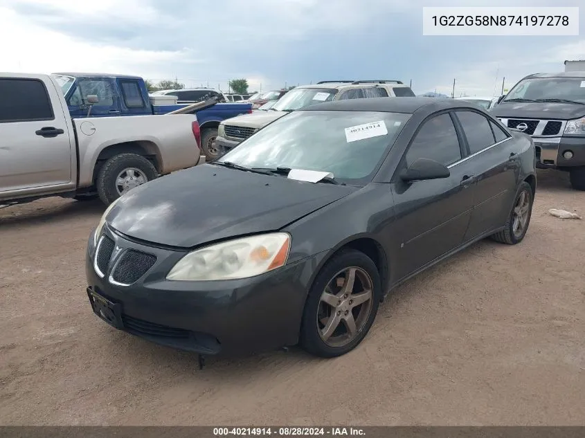 1G2ZG58N874197278 2007 Pontiac G6