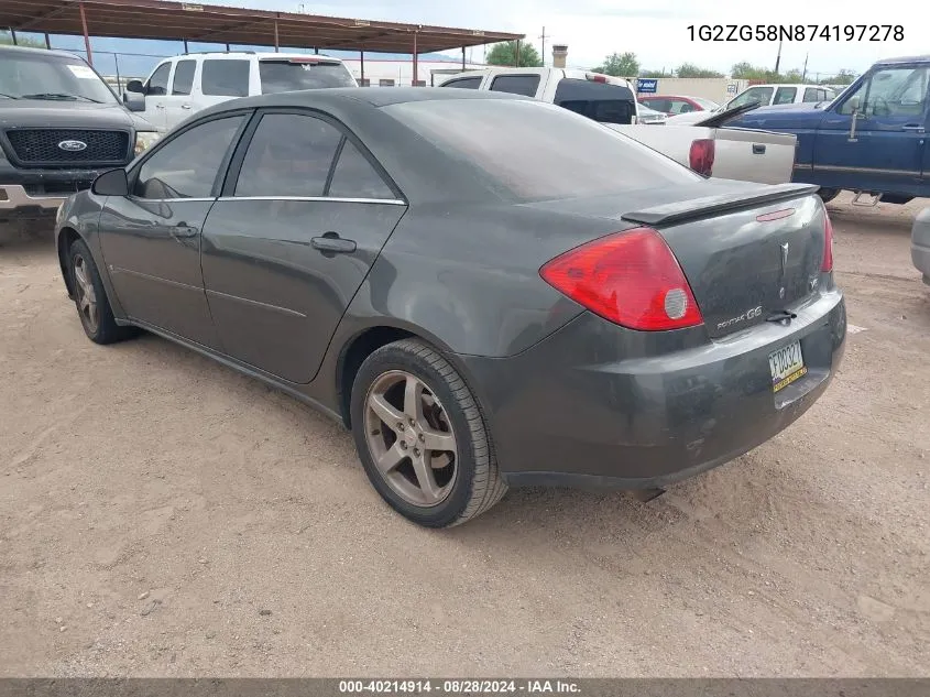 1G2ZG58N874197278 2007 Pontiac G6