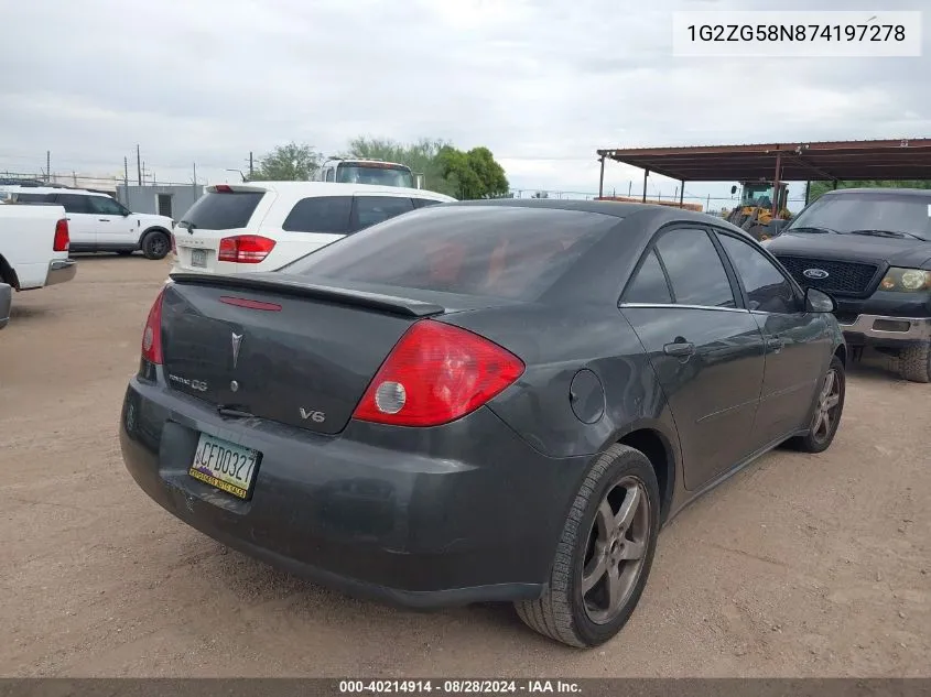 2007 Pontiac G6 VIN: 1G2ZG58N874197278 Lot: 40214914