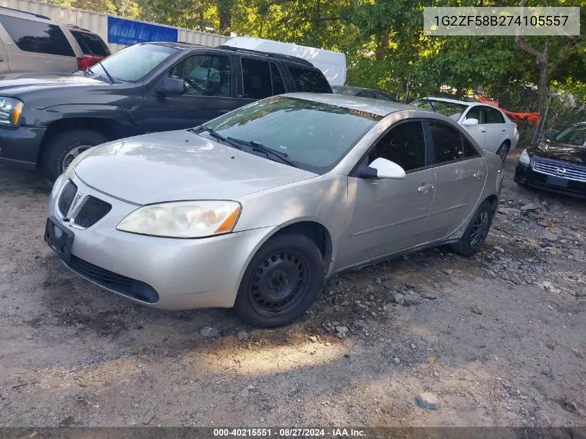 2007 Pontiac G6 Value Leader VIN: 1G2ZF58B274105557 Lot: 40215551