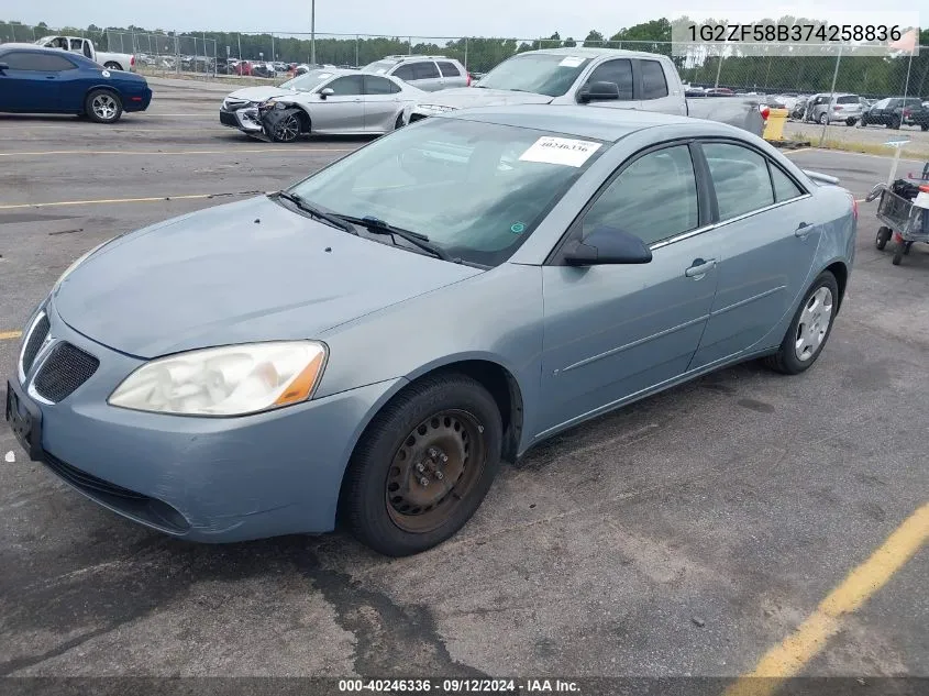 2007 Pontiac G6 Value Leader VIN: 1G2ZF58B374258836 Lot: 40246336