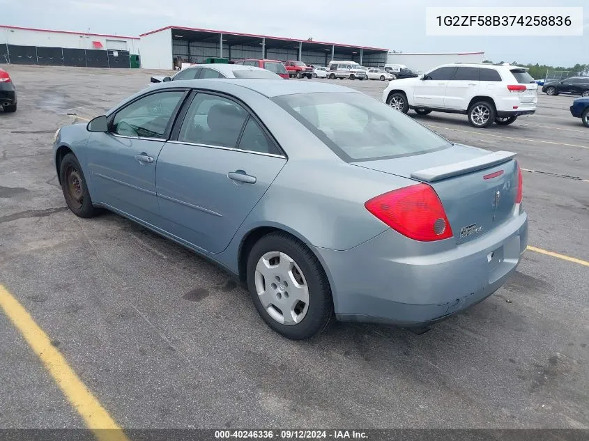 2007 Pontiac G6 Value Leader VIN: 1G2ZF58B374258836 Lot: 40246336