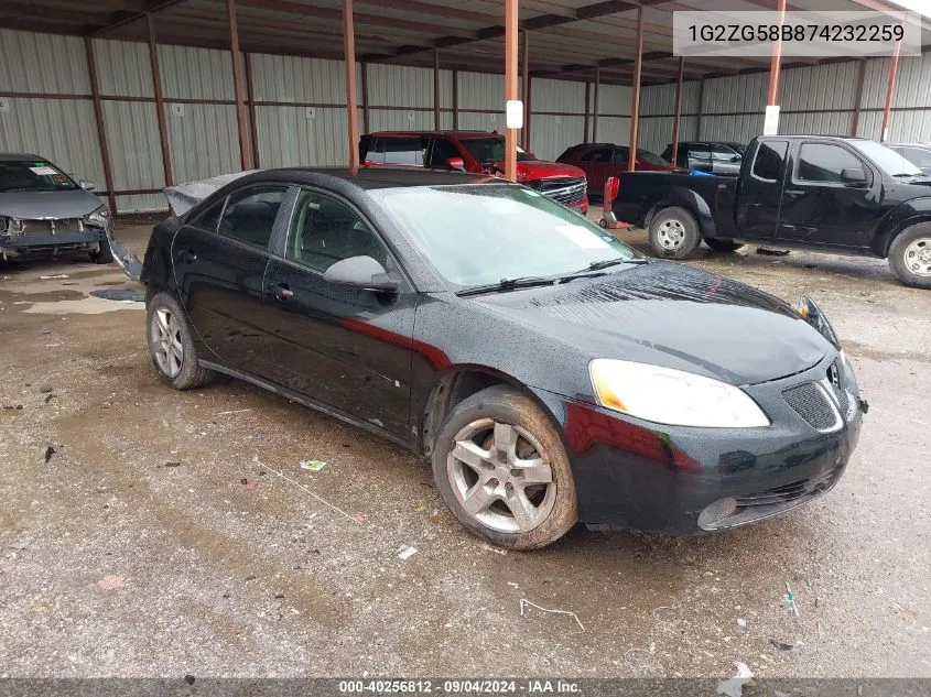 2007 Pontiac G6 Se VIN: 1G2ZG58B874232259 Lot: 40256812