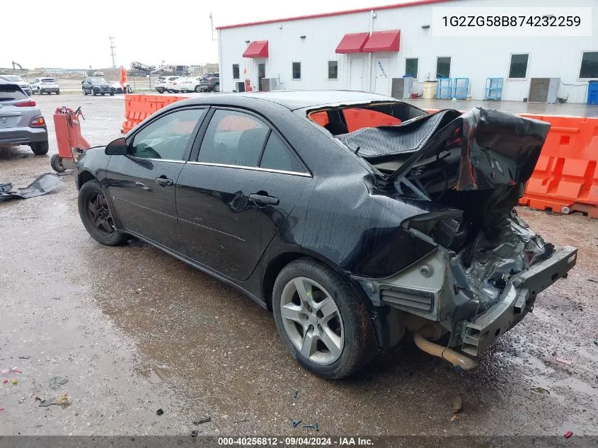 2007 Pontiac G6 Se VIN: 1G2ZG58B874232259 Lot: 40256812