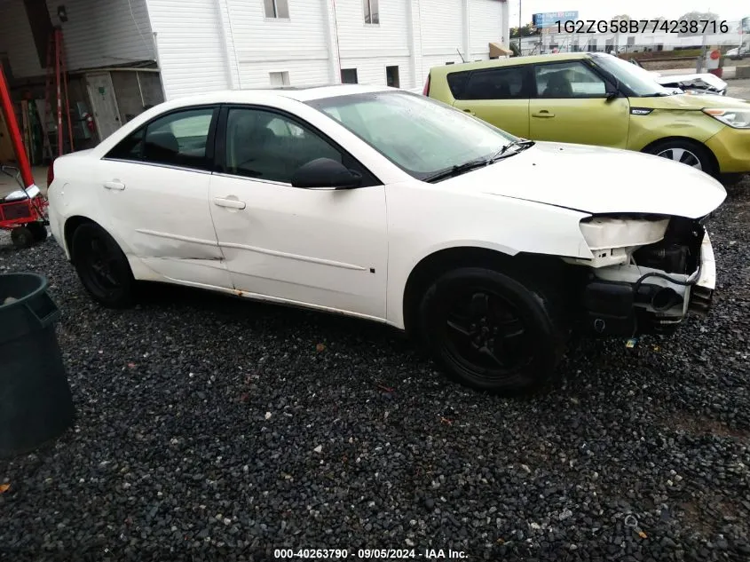 2007 Pontiac G6 Se VIN: 1G2ZG58B774238716 Lot: 40263790