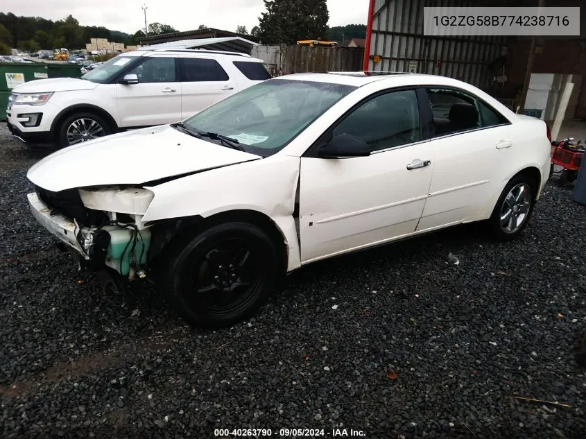 1G2ZG58B774238716 2007 Pontiac G6 Se