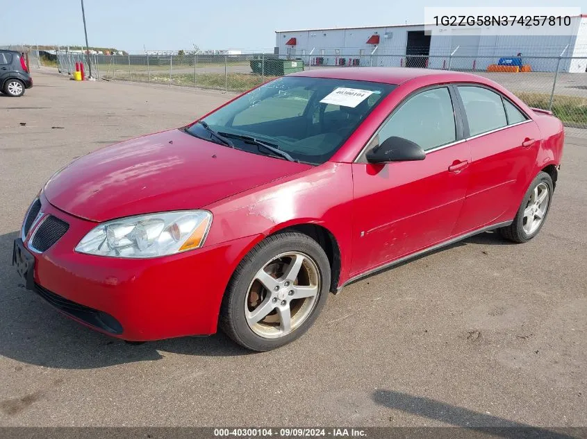 1G2ZG58N374257810 2007 Pontiac G6