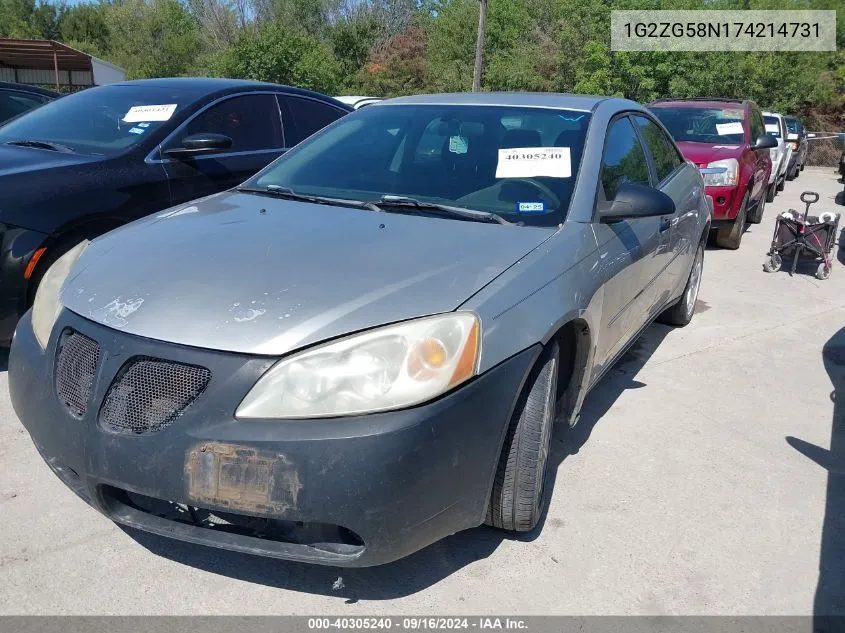 2007 Pontiac G6 VIN: 1G2ZG58N174214731 Lot: 40305240