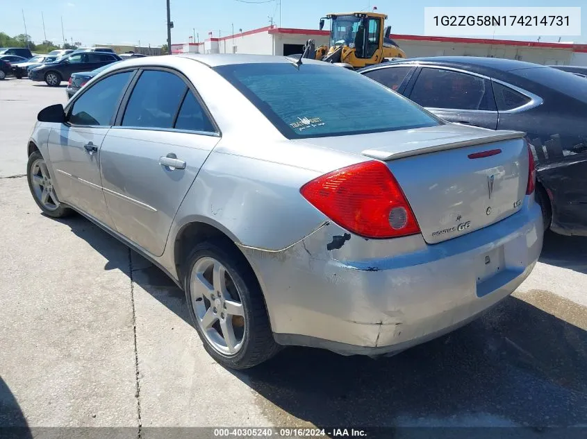 2007 Pontiac G6 VIN: 1G2ZG58N174214731 Lot: 40305240