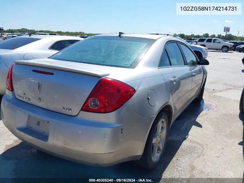 2007 Pontiac G6 VIN: 1G2ZG58N174214731 Lot: 40305240