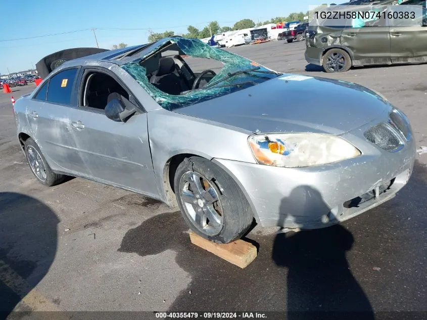 2007 Pontiac G6 Gt VIN: 1G2ZH58N074160383 Lot: 40355479