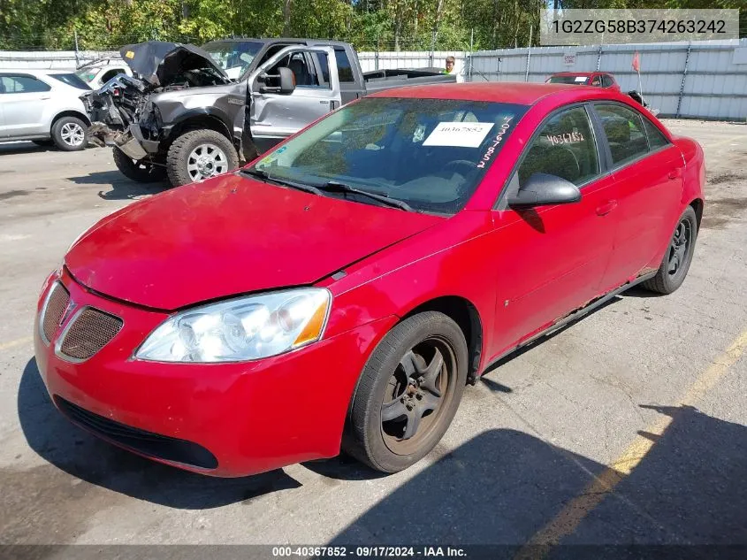 1G2ZG58B374263242 2007 Pontiac G6