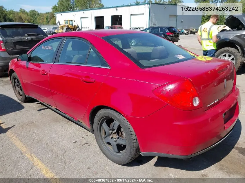 1G2ZG58B374263242 2007 Pontiac G6