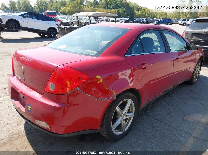 1G2ZG58B374263242 2007 Pontiac G6