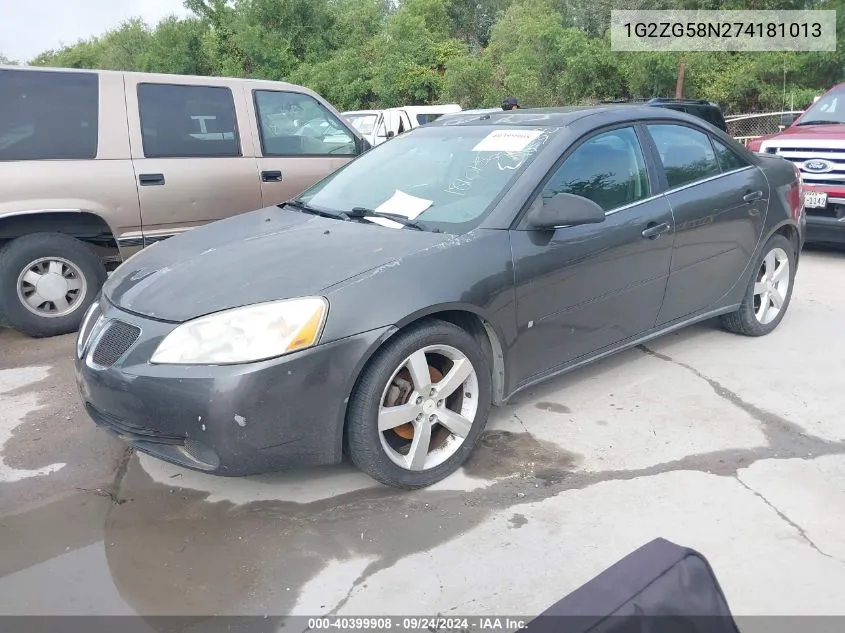 2007 Pontiac G6 VIN: 1G2ZG58N274181013 Lot: 40399908