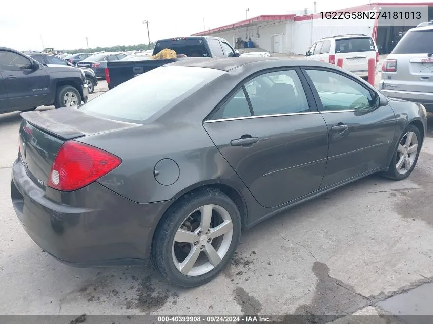 2007 Pontiac G6 VIN: 1G2ZG58N274181013 Lot: 40399908