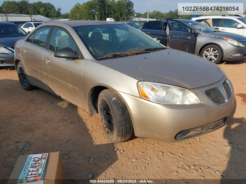 2007 Pontiac G6 Value Leader VIN: 1G2ZF58B474218054 Lot: 40424550