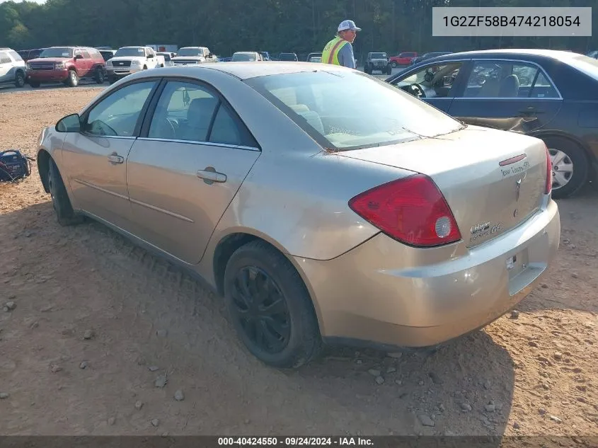 2007 Pontiac G6 Value Leader VIN: 1G2ZF58B474218054 Lot: 40424550