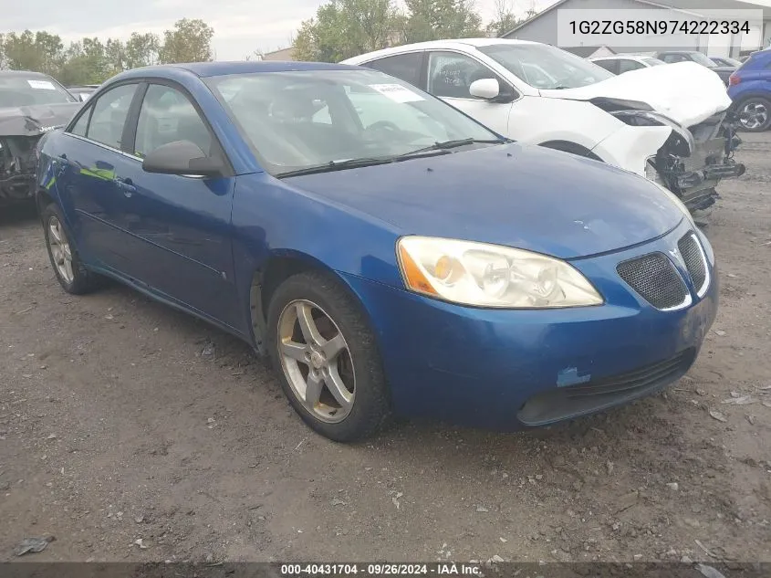 2007 Pontiac G6 Se VIN: 1G2ZG58N974222334 Lot: 40431704