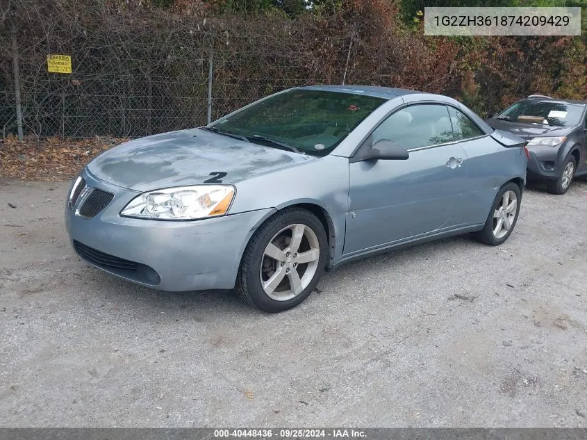 2007 Pontiac G6 Gt VIN: 1G2ZH361874209429 Lot: 40448436