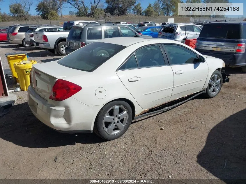 2007 Pontiac G6 Gt VIN: 1G2ZH58N174254188 Lot: 40462919