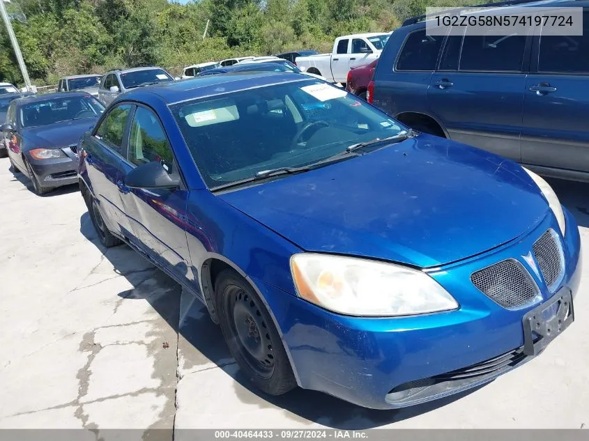 2007 Pontiac G6 VIN: 1G2ZG58N574197724 Lot: 40464433