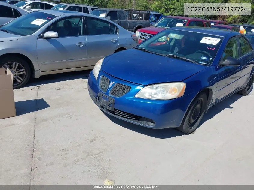 2007 Pontiac G6 VIN: 1G2ZG58N574197724 Lot: 40464433