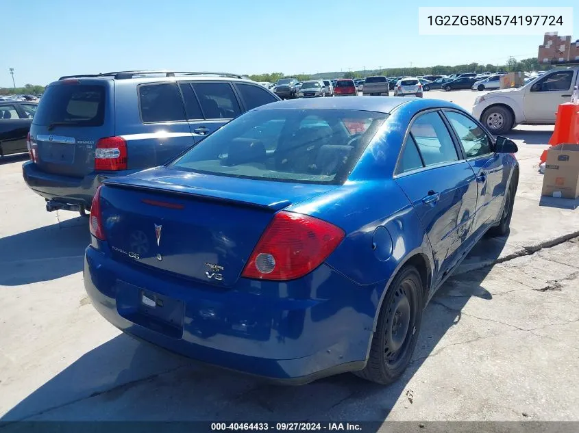 2007 Pontiac G6 VIN: 1G2ZG58N574197724 Lot: 40464433