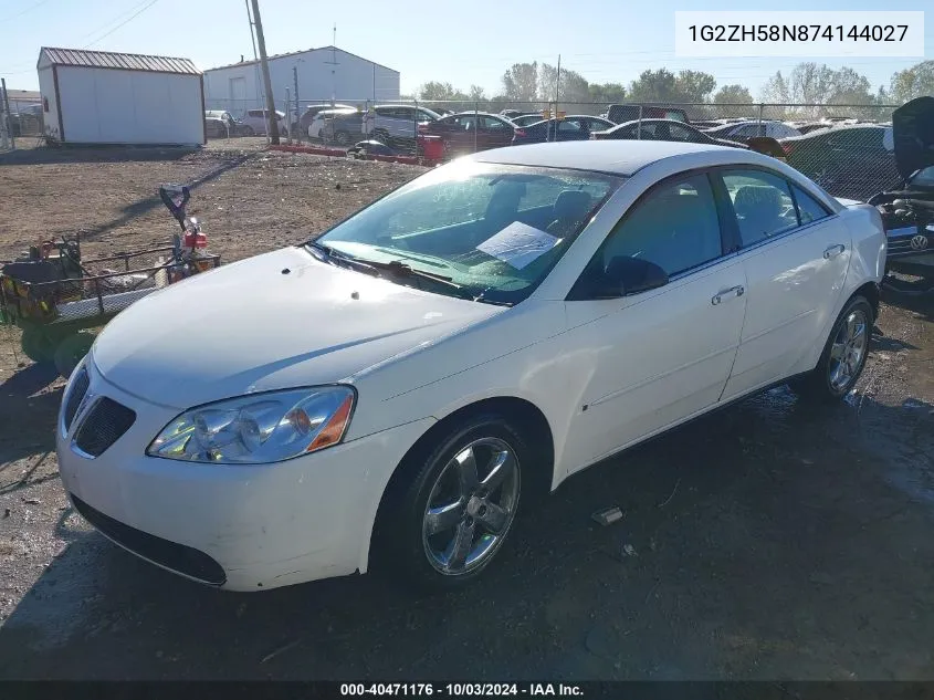 2007 Pontiac G6 Gt VIN: 1G2ZH58N874144027 Lot: 40471176