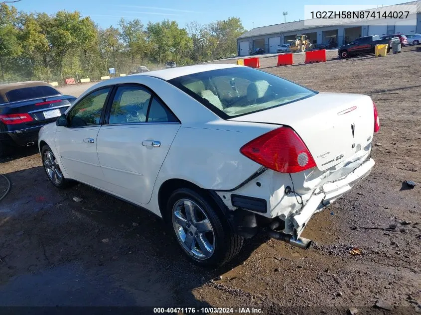 2007 Pontiac G6 Gt VIN: 1G2ZH58N874144027 Lot: 40471176