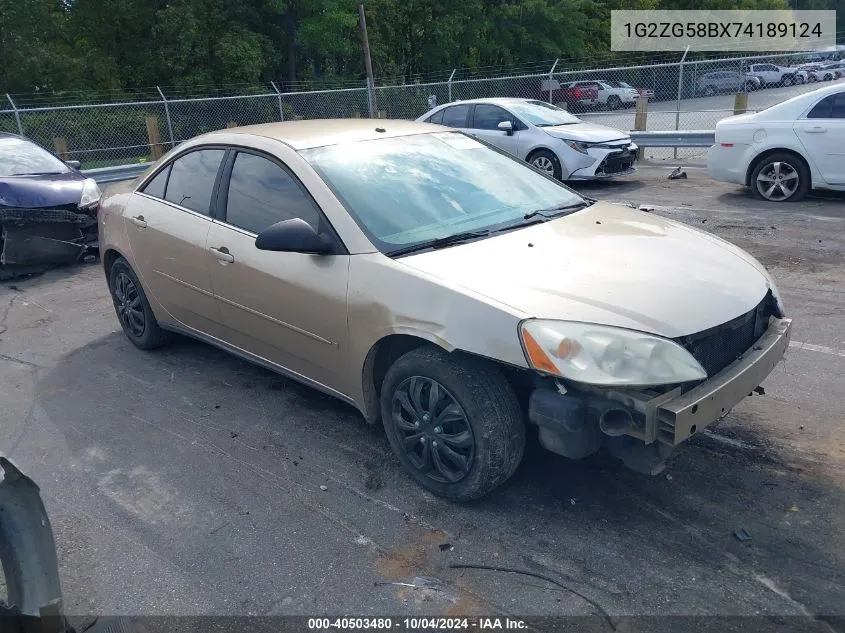 2007 Pontiac G6 VIN: 1G2ZG58BX74189124 Lot: 40503480