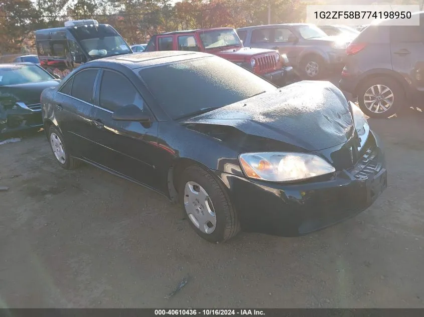 2007 Pontiac G6 Value Leader VIN: 1G2ZF58B774198950 Lot: 40610436