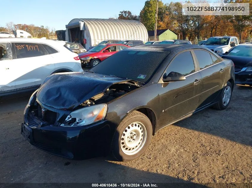 2007 Pontiac G6 Value Leader VIN: 1G2ZF58B774198950 Lot: 40610436