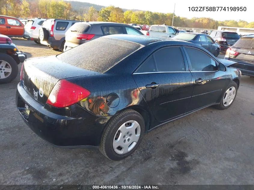 2007 Pontiac G6 Value Leader VIN: 1G2ZF58B774198950 Lot: 40610436